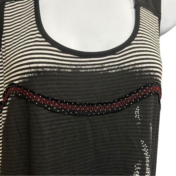 Tango Mango Artistic Portrait Print Maxi Dress Striped Black White M - Picture 3 of 8